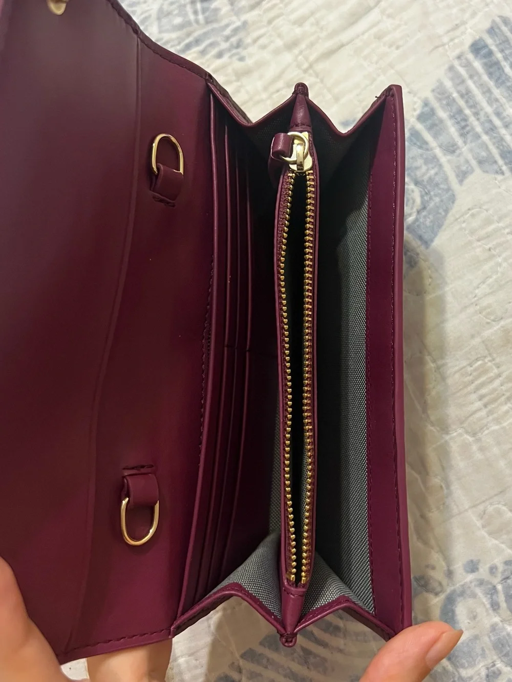 Cole Haan Pebbled Leather Wallet in Plum